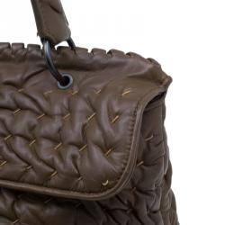 Pre Owned Bottega Veneta Brown Soft Leather Stitch Detail Tote