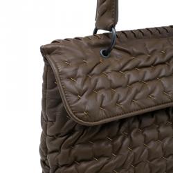 Pre Owned Bottega Veneta Brown Soft Leather Stitch Detail Tote