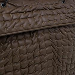 Pre Owned Bottega Veneta Brown Soft Leather Stitch Detail Tote