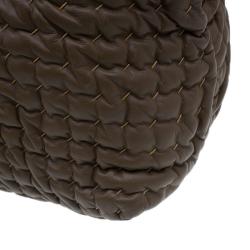Pre Owned Bottega Veneta Brown Soft Leather Stitch Detail Tote