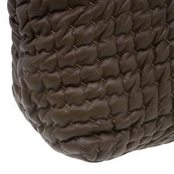 Pre Owned Bottega Veneta Brown Soft Leather Stitch Detail Tote