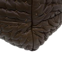 Pre Owned Bottega Veneta Brown Soft Leather Stitch Detail Tote