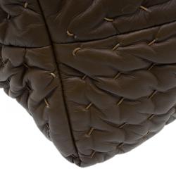 Pre Owned Bottega Veneta Brown Soft Leather Stitch Detail Tote