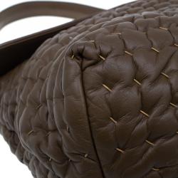Pre Owned Bottega Veneta Brown Soft Leather Stitch Detail Tote