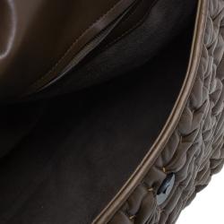 Pre Owned Bottega Veneta Brown Soft Leather Stitch Detail Tote