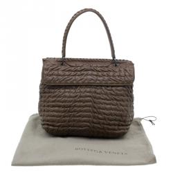 Pre Owned Bottega Veneta Brown Soft Leather Stitch Detail Tote