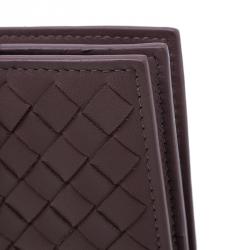 Pre Owned Bottega Veneta Brown Intrecciato Leather Irish Mini Wallet