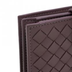 Pre Owned Bottega Veneta Brown Intrecciato Leather Irish Mini Wallet