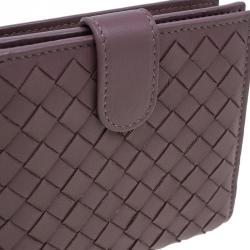 Pre Owned Bottega Veneta Brown Intrecciato Leather Irish Mini Wallet