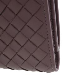 Pre Owned Bottega Veneta Brown Intrecciato Leather Irish Mini Wallet