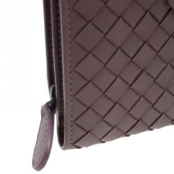 Pre Owned Bottega Veneta Brown Intrecciato Leather Irish Mini Wallet