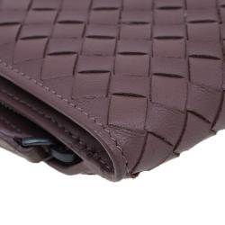 Pre Owned Bottega Veneta Brown Intrecciato Leather Irish Mini Wallet