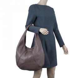 Pre Owned Bottega Veneta Brown Leather Large Cervo Hobo