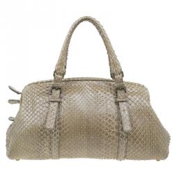 مملوكة مسبقًا حقيبة بوتيغا فينيتا جلد ثعبان بيج