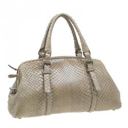 مملوكة مسبقًا حقيبة بوتيغا فينيتا جلد ثعبان بيج