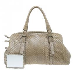 مملوكة مسبقًا حقيبة بوتيغا فينيتا جلد ثعبان بيج