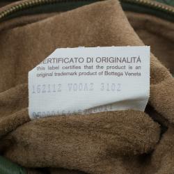 Pre Owned Bottega Veneta Olive Green Leather Woven Small Capri Tote Bag