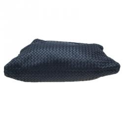 Pre Owned Bottega Veneta Dark Blue Woven Leather Large Convertible Tote Bag