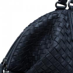 Pre Owned Bottega Veneta Dark Blue Woven Leather Large Convertible Tote Bag