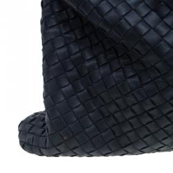 Pre Owned Bottega Veneta Dark Blue Woven Leather Large Convertible Tote Bag