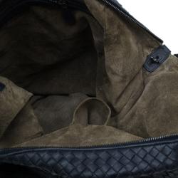 Pre Owned Bottega Veneta Dark Blue Woven Leather Large Convertible Tote Bag