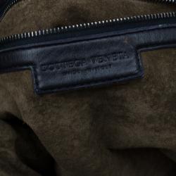 Pre Owned Bottega Veneta Dark Blue Woven Leather Large Convertible Tote Bag