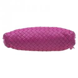 Pre Owned Bottega Veneta Pink Intrecciato Woven Leather Crossbody Bag