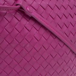 Pre Owned Bottega Veneta Pink Intrecciato Woven Leather Crossbody Bag