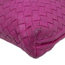 Pre Owned Bottega Veneta Pink Intrecciato Woven Leather Crossbody Bag