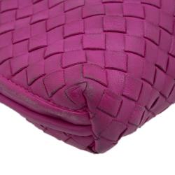 Pre Owned Bottega Veneta Pink Intrecciato Woven Leather Crossbody Bag