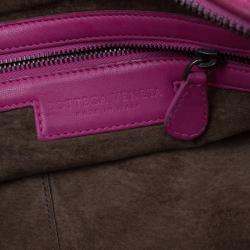 Pre Owned Bottega Veneta Pink Intrecciato Woven Leather Crossbody Bag