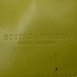 Pre Owned Bottega Veneta Lime Green Intrecciato Woven Leather Small Roma Tote Bag