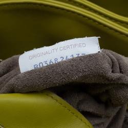 Pre Owned Bottega Veneta Lime Green Intrecciato Woven Leather Small Roma Tote Bag