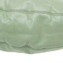 Pre Owned Bottega Veneta Mela Green Leather Woven Handle Hobo Bag