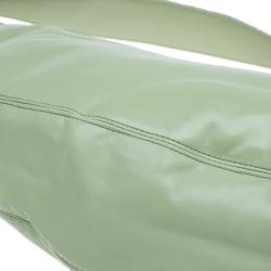 Pre Owned Bottega Veneta Mela Green Leather Woven Handle Hobo Bag