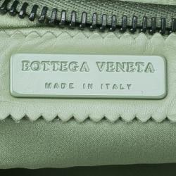 Pre Owned Bottega Veneta Mela Green Leather Woven Handle Hobo Bag