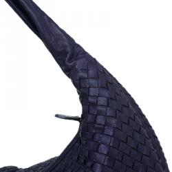Pre Owned Bottega Veneta Purple Intrecciato Leather Maxi Pleated Veneta Hobo Bag