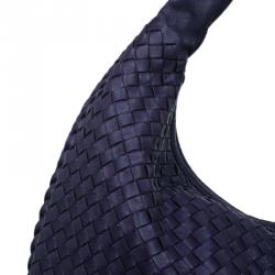 Pre Owned Bottega Veneta Purple Intrecciato Leather Maxi Pleated Veneta Hobo Bag