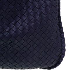 Pre Owned Bottega Veneta Purple Intrecciato Leather Maxi Pleated Veneta Hobo Bag
