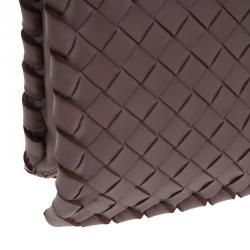 Pre Owned Bottega Veneta Petra Woven Nappa Leather Twist Lock Clutch