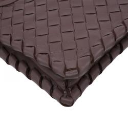 Pre Owned Bottega Veneta Petra Woven Nappa Leather Twist Lock Clutch