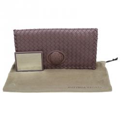 Pre Owned Bottega Veneta Petra Woven Nappa Leather Twist Lock Clutch