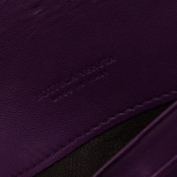 Pre Owned Bottega Veneta Purple Intrecciato Continental Flap Wallet