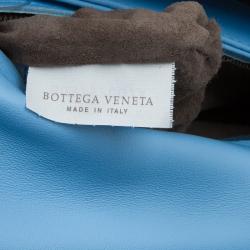 Pre Owned Bottega Veneta Baby Blue Intrecciato Leather Small Olimpia Top Handle Bag