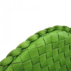 Pre Owned Bottega Veneta Green Intrecciato Woven Nappa Leather Medium Belly Veneta Hobo
