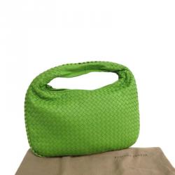 Pre Owned Bottega Veneta Green Intrecciato Woven Nappa Leather Medium Belly Veneta Hobo