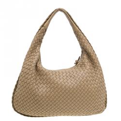 Pre Owned Bottega Veneta Brown Intrecciato Stitched Nappa Leather Medium Veneta Hobo 