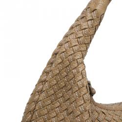 Pre Owned Bottega Veneta Brown Intrecciato Stitched Nappa Leather Medium Veneta Hobo 