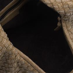 Pre Owned Bottega Veneta Brown Intrecciato Stitched Nappa Leather Medium Veneta Hobo 