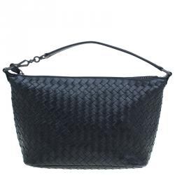 Pre Owned Bottega Veneta Black Intrecciato Nappa Leather Shoulder Bag